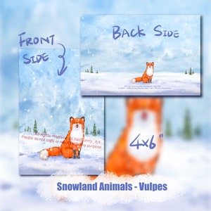 Renard roux, Winter Snowland Animals Vulpes, Neige, LilasBunny Impression artistique