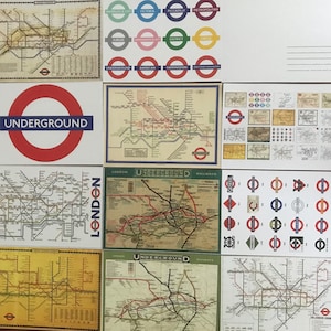 20 mapas e imágenes del metro de Londres reproducidos como postales de calidad.
