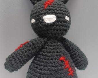 Stitched Goth Bunny: Horror Plush Rabbit Stuffed Animal