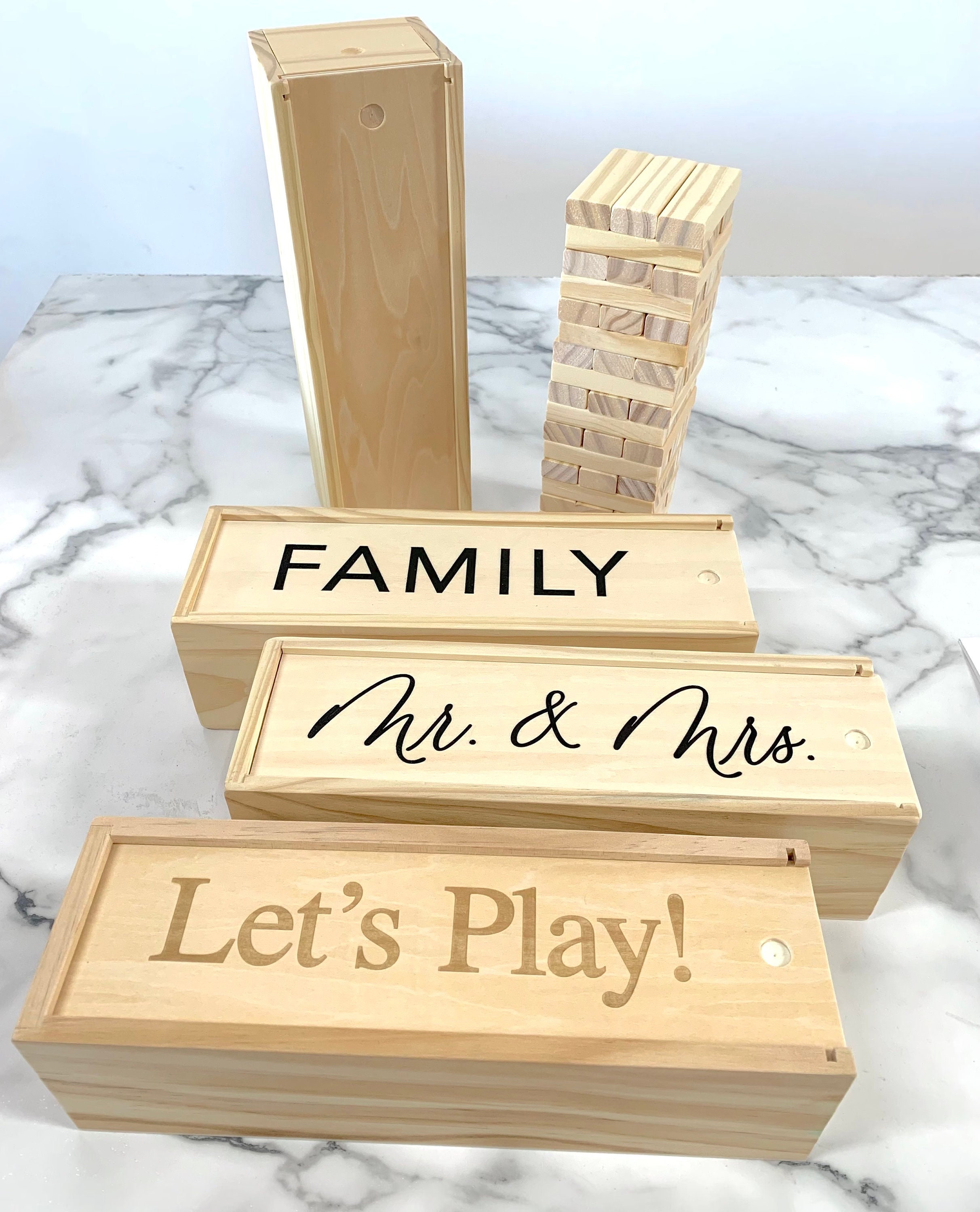Personalised Luxury Wooden Jenga Set Game - Love Unique Personal