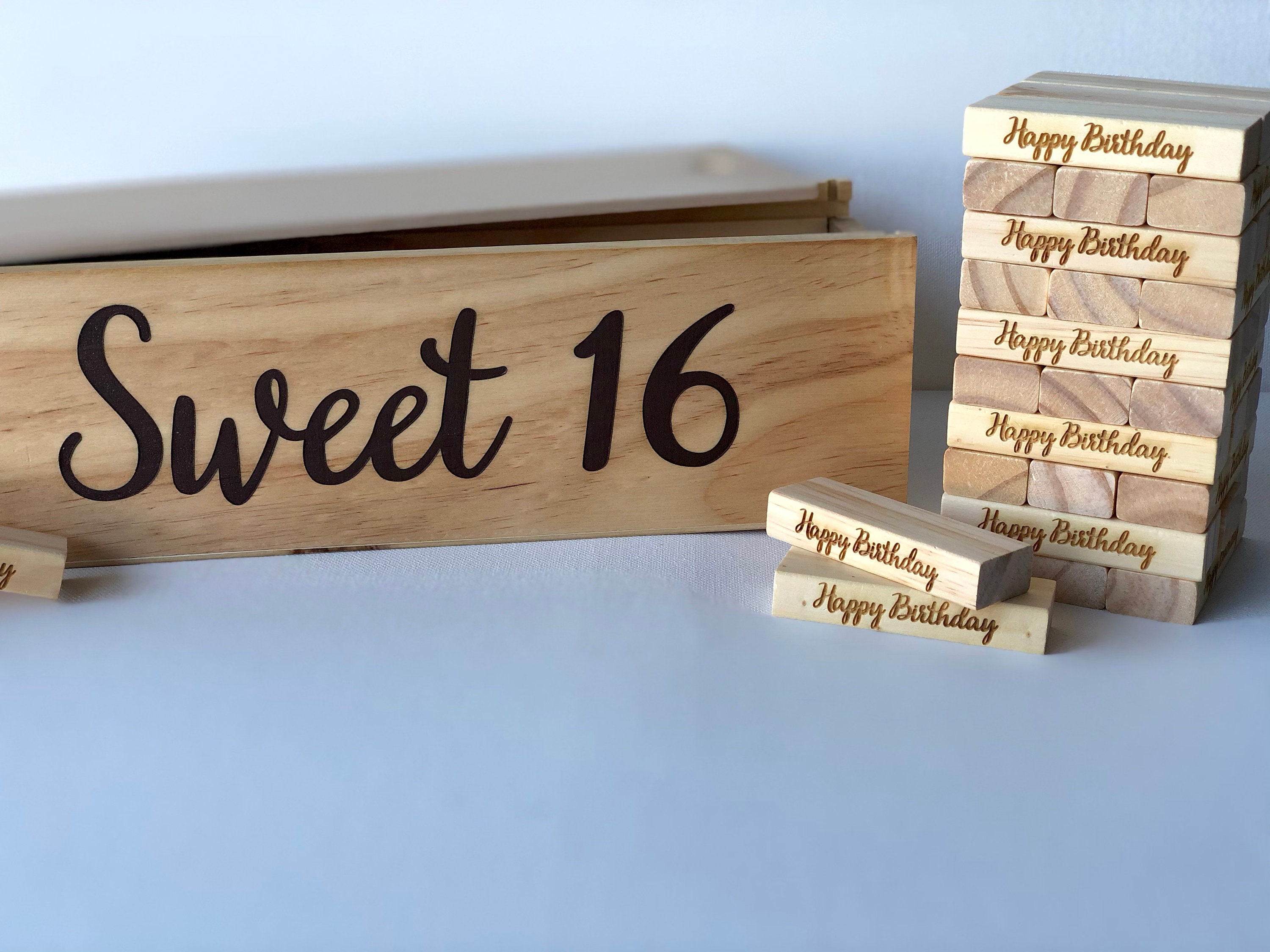 Happy Birthday Personalized Tumbling Tower Set Custom - Etsy
