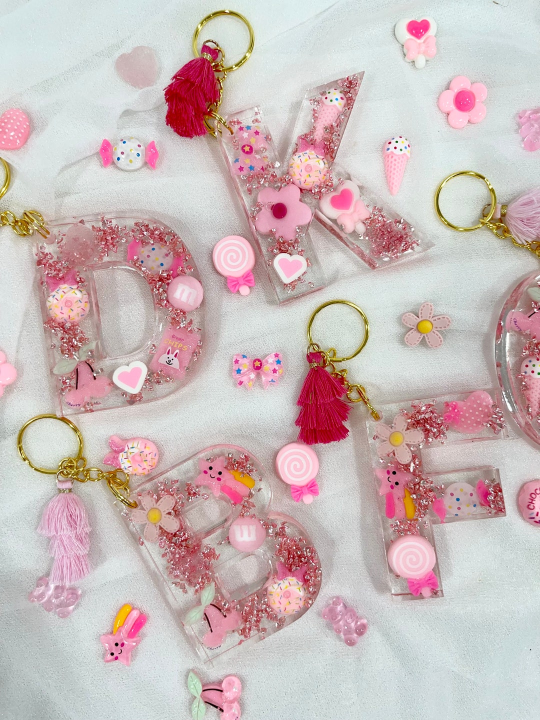 Pink Keychain Inspired Barbie Keychain Pink Glitter Etsy