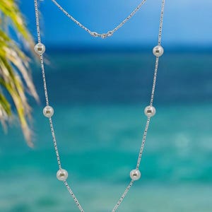 Beautiful Freshwater Pearl Necklace | Natural White Pearls | Sterling Silver Chain | Birthday, Mother’s Day, Bridal Gift | Minimalist Luxury