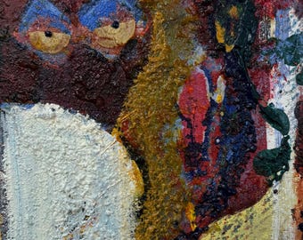 The Old Barn Owl - Original Oil Painting on Wood Panel.