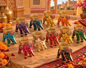 50 Pcs Indian Handcrafted Indian Elephant Tea Light Candle Holders