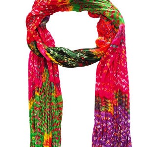 Dupatta Bandhani tradizionale indiana per abiti da festa di nozze, Dupatta Desi Shadi Crush per donne / Coprispalle elegante per Kurty Lehnga Choli