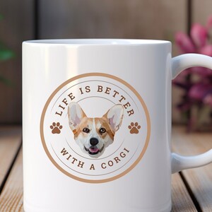 Corgi Mug, Corgi Dog, Corgi Gift, Corgi Christmas, Pembroke Welsh Corgi, Tricolor Corgi, Corgi Birthday Gift, Corgi Cup, Dog Dishes