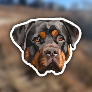 Rottweiler sticker, Rottweiler, Rottweiler kunst, Rottweiler cadeau, bruine hond, zwarte hond, schattige hond sticker, hondje cadeau, hond papa cadeau