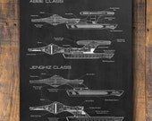Star Trek Patent Print, Star Trek Destroyer, Star Trek Poster, Star Trek Patent Art, Boys Room Decor, Blue Print H750