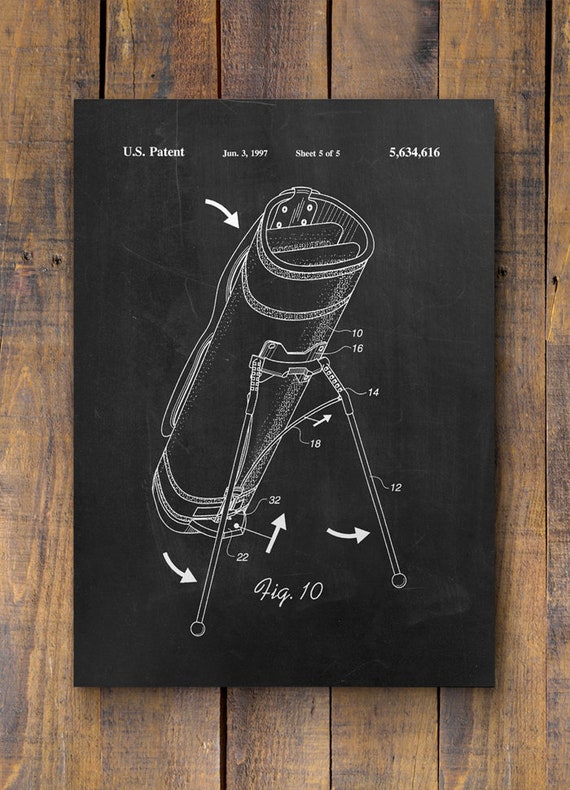 Golf Bag Patent Print Golf Paten Golf Print Office Decor Etsy