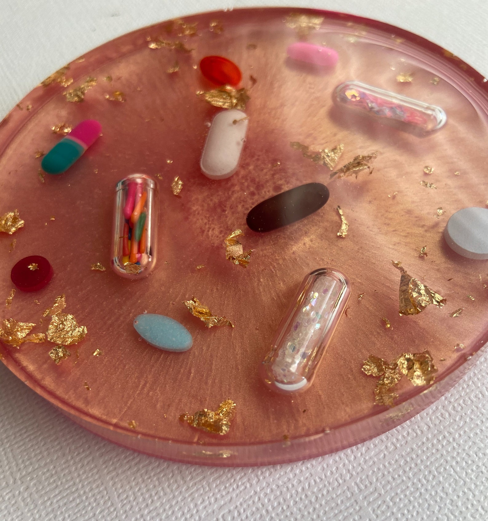 Resin Pill Coasters Set of 2 Pill Resin Art Coasters. Rose Etsy