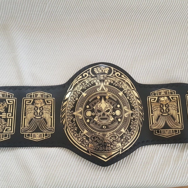 Lucha Championship Belt Heavyweight Real Leather Metal Brass Plates