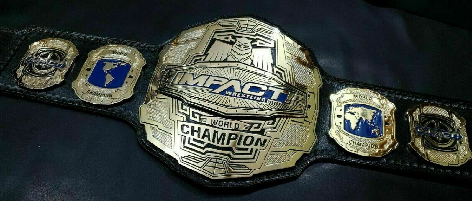 UP Leather Free Case TNA Heavyweight Wrestling Champion Belt Brass Metal Plates 