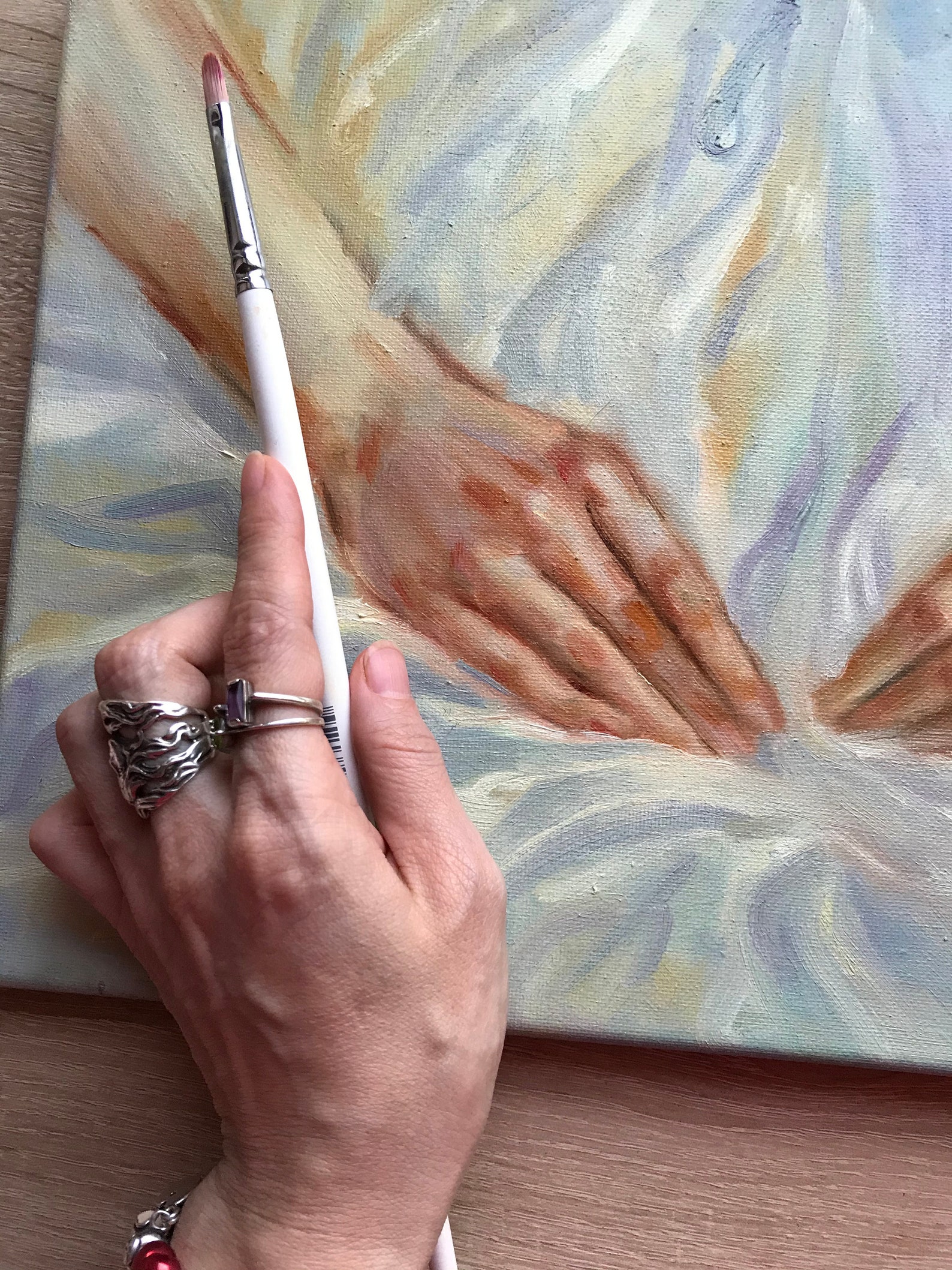 Hands Painting Original Art Classic Painting on Canvas Home Etsy