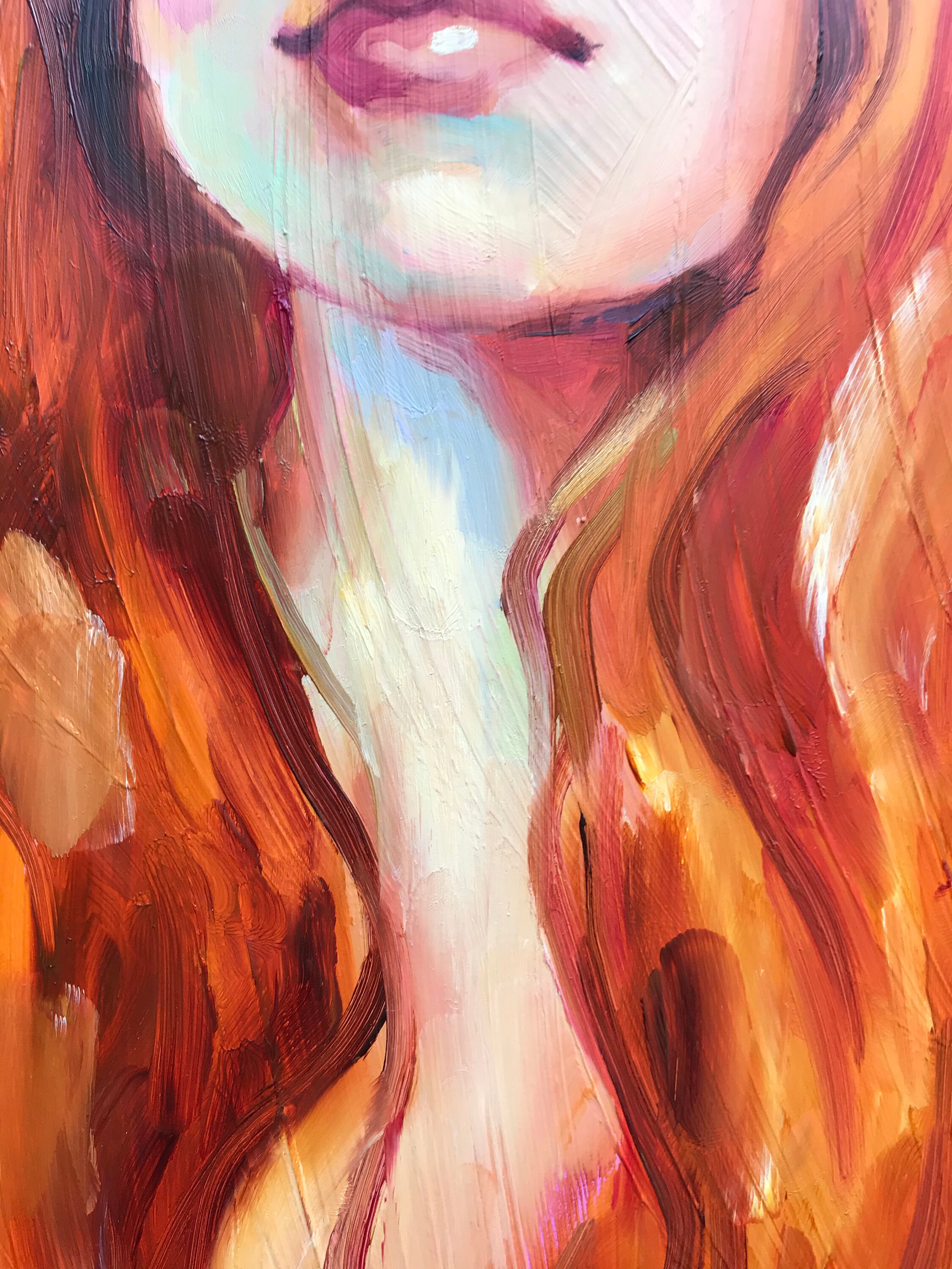 Woman Oil painting Original Art Ginger Hair Female Oil Etsy