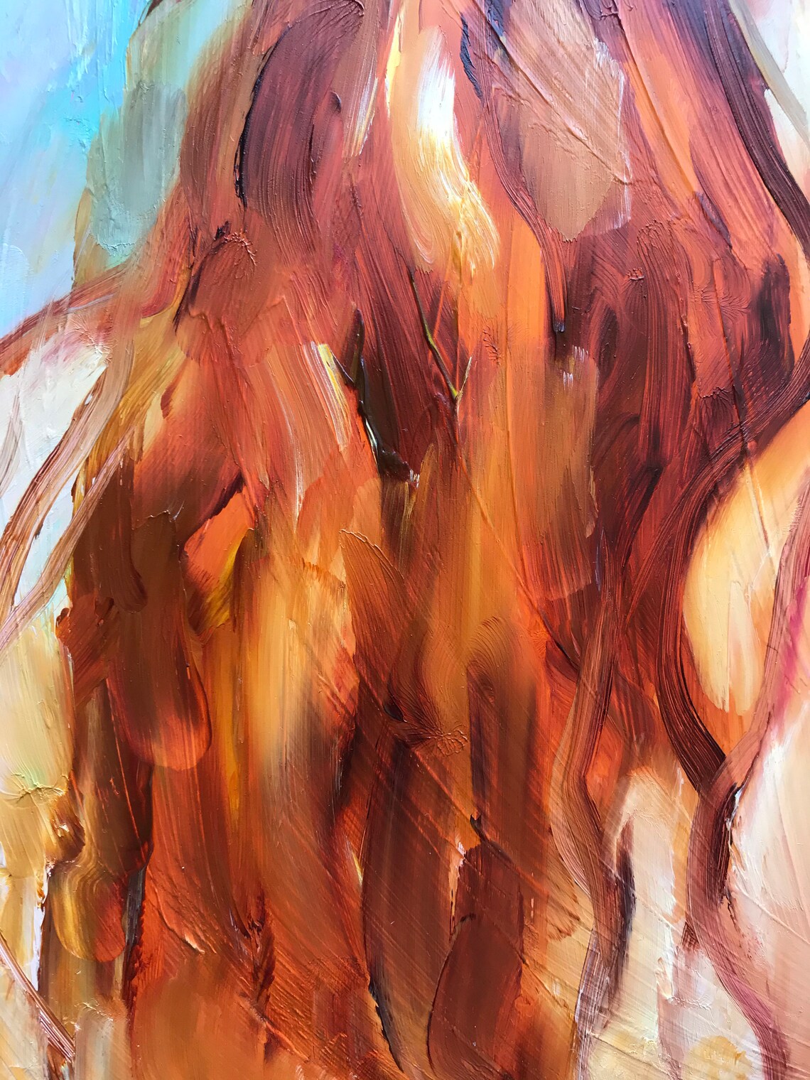 Woman Oil painting Original Art Ginger Hair Female Oil Etsy