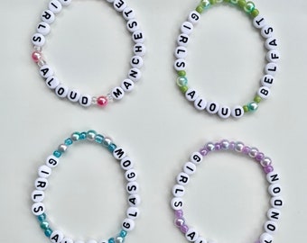 Girls Aloud UK Tour Dates Beaded Friendship Bracelets. Bracelets for personalised dates.