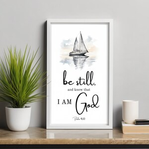 Fique quieto e saiba que eu sou Deus | 4 JPG e 1 SVG | Salmo 46:10 | Escritura Inspiradora | Tapeçaria religiosa