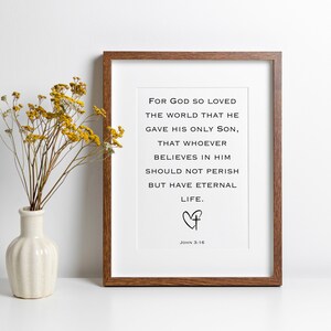 Juan 3:16 Signo del versículo bíblico / 4 jpgs y 1 svg / Decoración bíblica / Escritura inspiradora / Colgante de pared religiosa