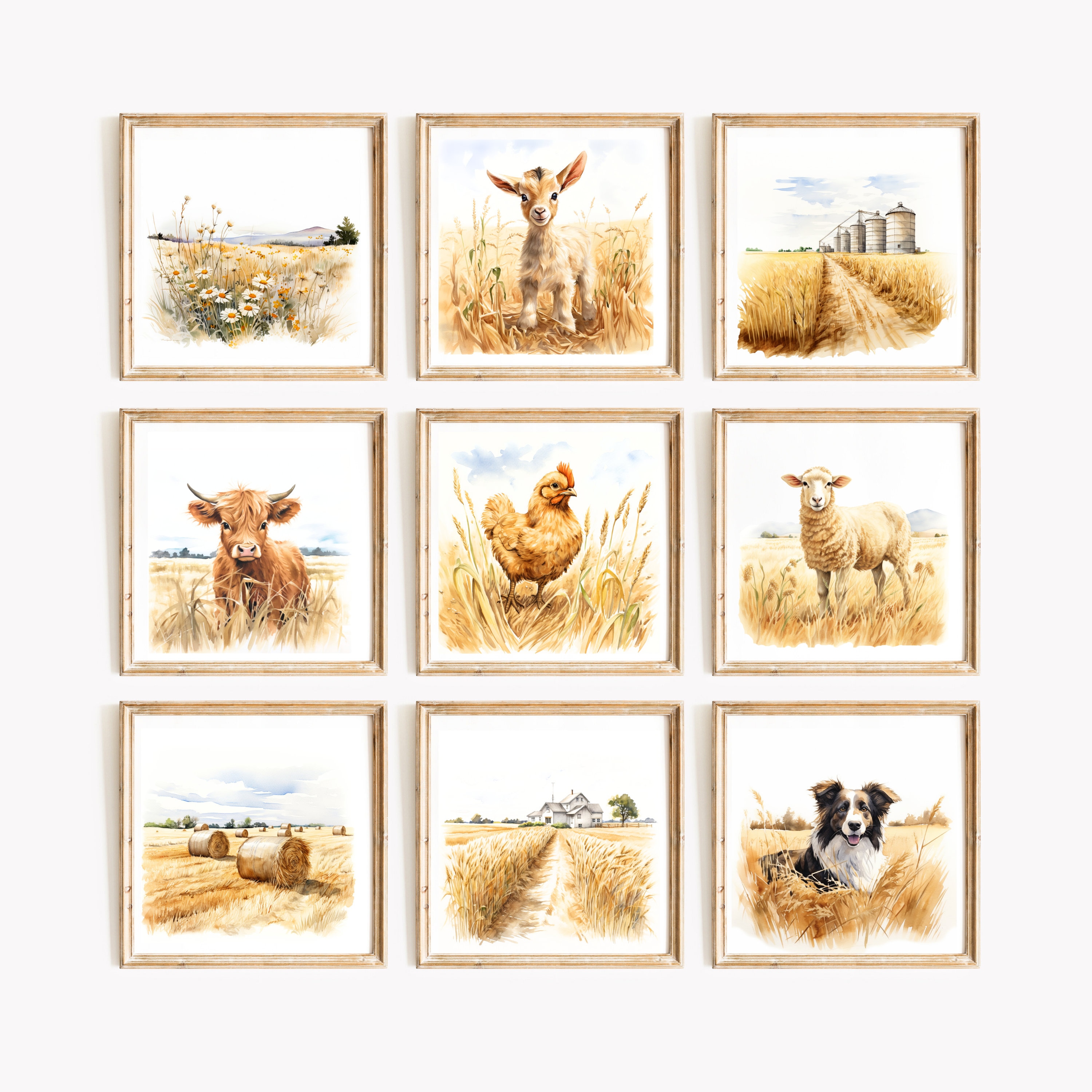 Complete Farm Collection Set of 15 Nursery Prints With Highland Cows ...