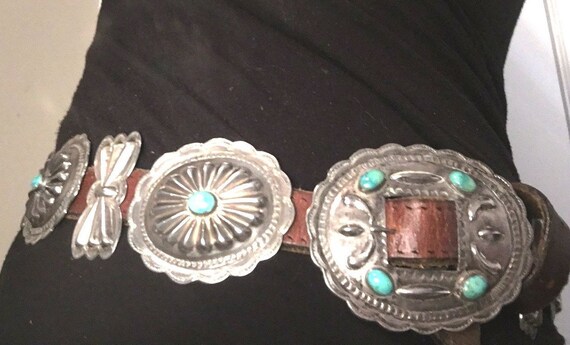 Vintage Concho Belt Silver & Turquoise