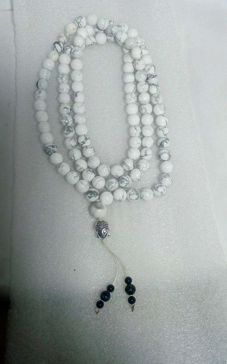 8mm round Howlite Japa mala 108 beads .