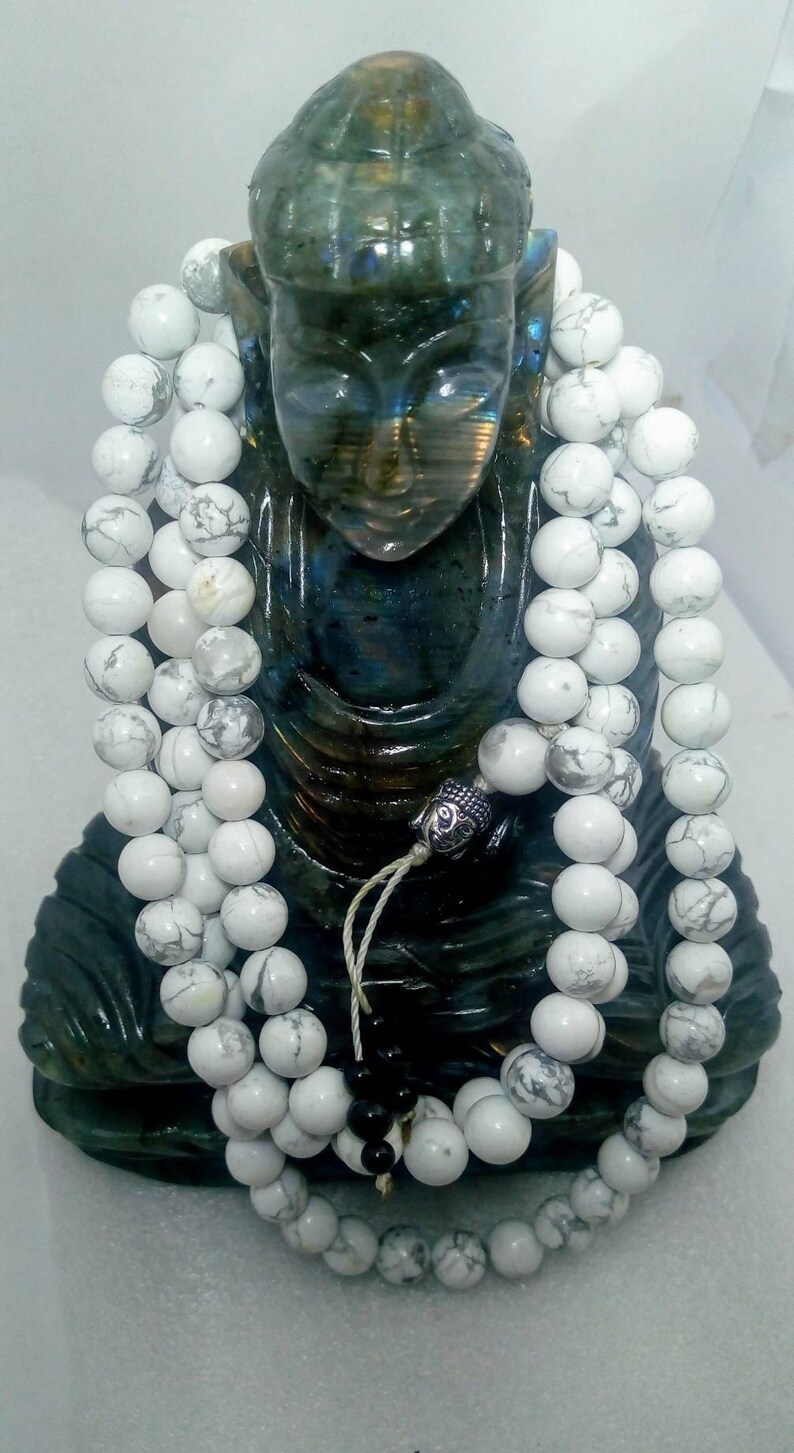 8mm round Howlite Japa mala 108 beads .