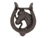 Cast Iron Horse Head Door Knocker, Brown Horse Door Knocker, Cast Iron Knocker, Horseshoe Door Knocker, Horseshoe Knocker, Cast Iron Knocker