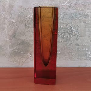 Vintage Murano Sommerso Vase: 1960s Mandruzzato Amber Glass