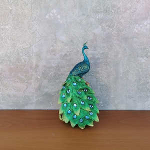 Crystal Peacock Statue: Multicolored Home Decor Gift