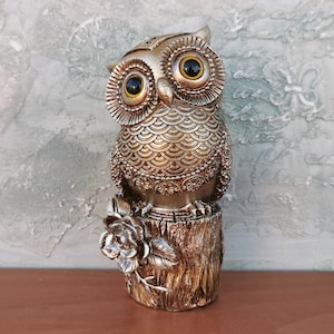 Owl, Little Owl, Little Sweet Golden Owl, Vintage Owl Figure, Beautiful Owl Figurine, Student Gift, Graduation Gift, Symbol of Wisdom, Gifts