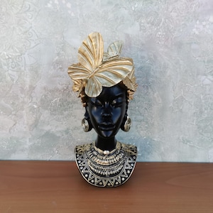 Art Deco African American Woman Figurine: Tribal Ethnic Sculpture