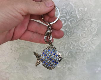 熱帯魚キーホルダー 3D クリスタル ブルー フィッシュ キーホルダー
