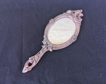 Vintage Hand Mirror, Resin Handheld Mirror, Gold Mirror, Baroque Mirror, Vanity Hand Mirror, Dresser Mirror, Gift for her, Bridesmaids Gift