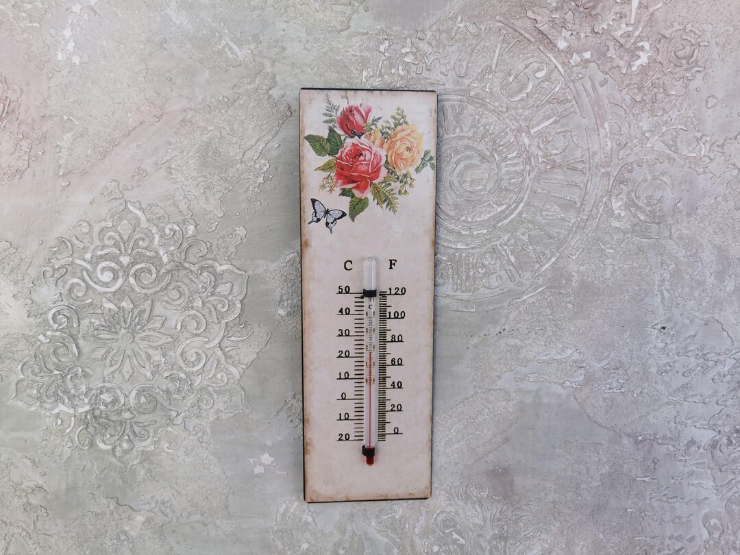 Retro Floral Metal Thermometer, Scandinavian Farmhouse Decor - Etsy
