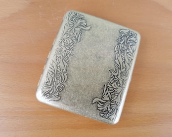 chas t kennedy cigarette case Chas. T. Kennedy No. 9 Brass Lidded Case Slim Cigarette Box Credit Card  Holder Japan WWII 1960s 60s