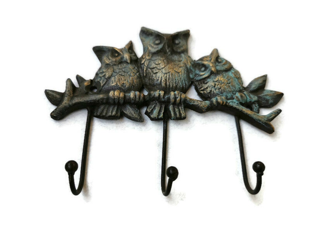 3 Owls Hanger Metal Cast Iron Wall Hangerclothes Hanger Etsy