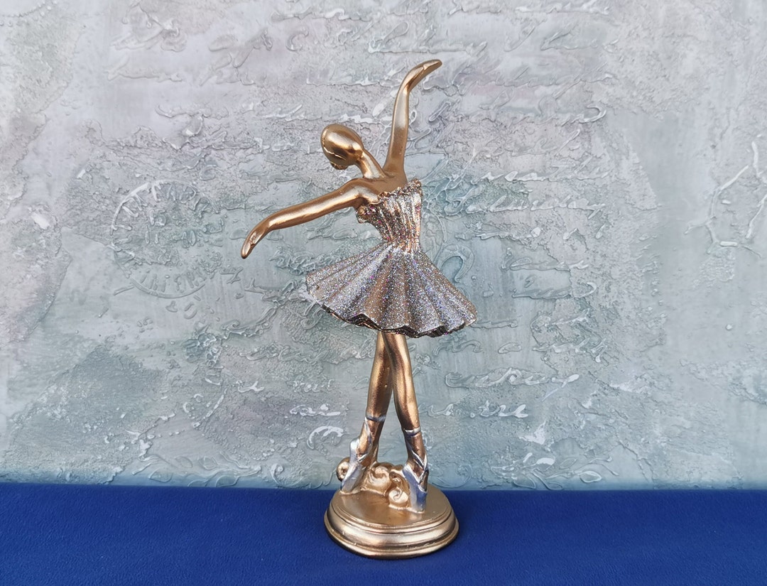 Golden Ballerina Figurine, Ballerina Figurine, Vintage Dancing