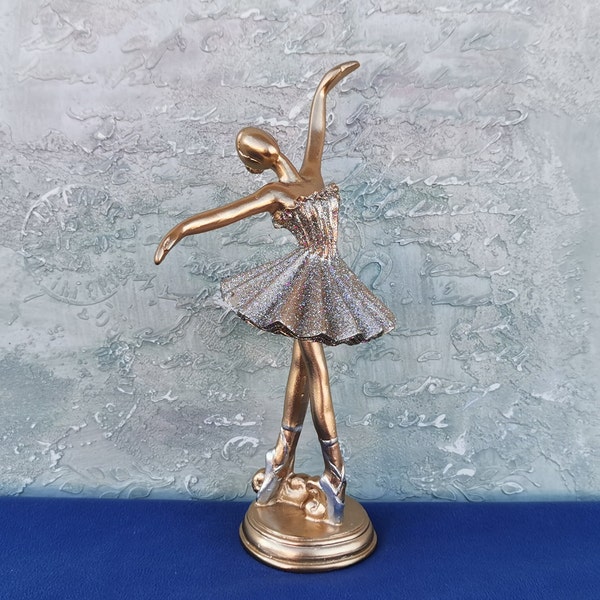 Figurine de ballerine dorée, figurine de ballerine, statue de ballerine dansante vintage, statuette de ballerine romantique, ballerine, ballerine dorée