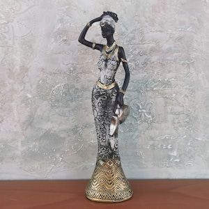 Art Deco African American Woman Figurine: Tribal Ethnic Decor