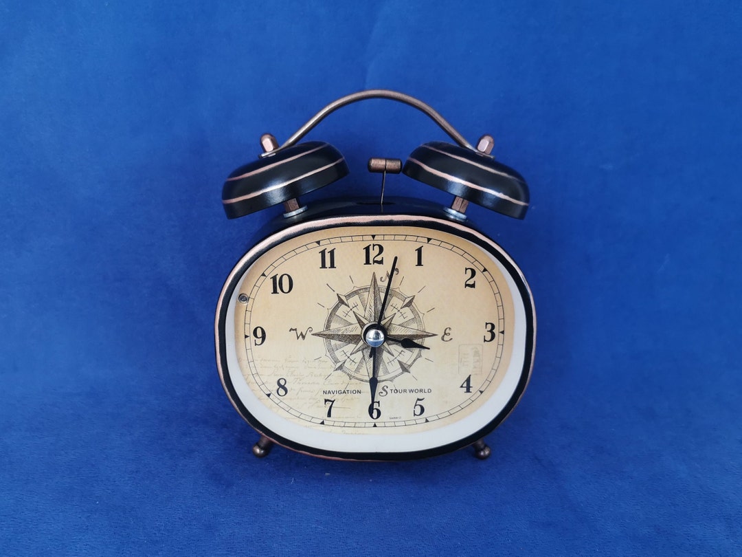Vintage Metal Alarm Clock, Teen Room Alarm Clock, Men's Room Alarm