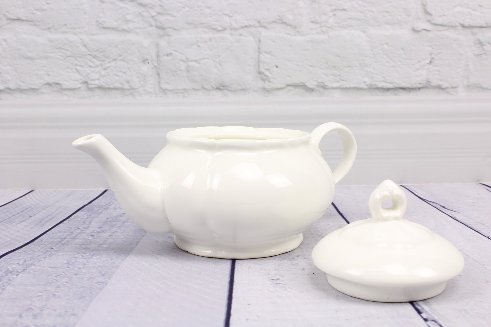 White Vintage Teapot Porcelain Tea Pot Small Teapot Tea Coffee Etsy
