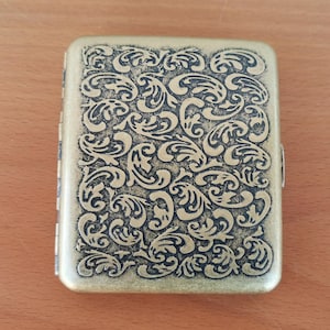Portasigarette in metallo vintage, portasigarette, portasigarette retrò anticato, portasigarette, portacarte, portacarte di credito, porta biglietti da visita