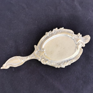 Vintage Baroque Hand Mirror: Gold Vanity Dresser Mirror