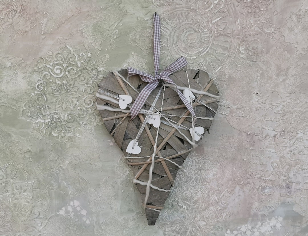 Vintage Heart Wall Decoration, Wooden Heart, Scandinavian Style