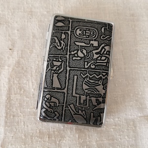 Portasigarette, portafoglio retrò vintage, portasigarette, contenitore per carte, tabacchiera con motivi egiziani, tabacchiera sottile per sigarette, regali