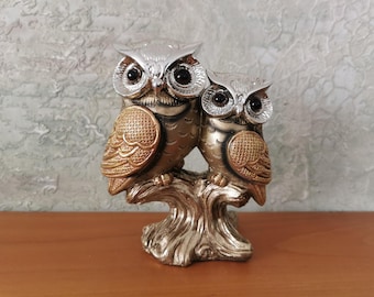 黄金のフクロウの彫刻：装飾樹脂製置物 - Etsy 日本