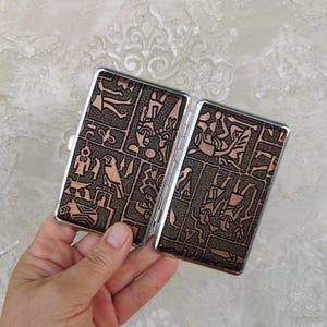 Portasigarette, portafoglio retrò vintage, portasigarette, contenitore per carte, tabacchiera con motivi egiziani, tabacchiera sottile per sigarette, regali