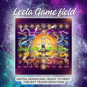Tablero de juego LEELA GAME FIELD, Lila Spiritual, regalo de juego de chakras esotéricos, yoga, psicología, juego de transformación, juego de mesa, solo descarga digital