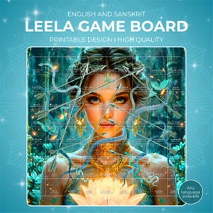 Leela Game of Self-Knowledge, afdrukbare pdf Leela-bordspel, in het Engels en Sanskriet